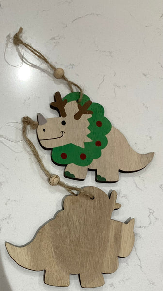 Christmas Wooden Dinosaur decoration