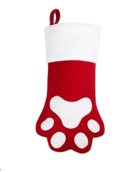 Christmas Stocking Red Pet Paw design